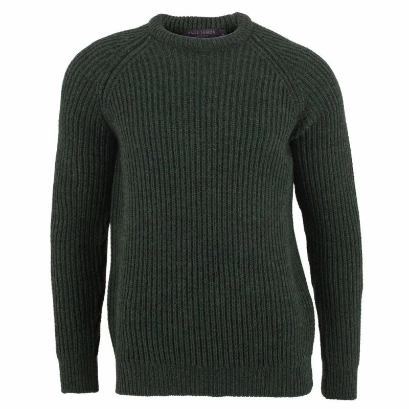 Budget ⭐ Mens 100% British Wool Heavyweight Ribbed Jumper Loden By Paul James Knitwear ✨ 3 Budget ⭐ Mens 100% British Wool Heavyweight Ribbed Jumper Loden By Paul James Knitwear ✨