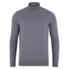 Best Pirce 🥰 Mens Extra Fine Merino Wool Mock Turtleneck Shaw Jumper - Mid Grey By Paul James Knitwear ⭐