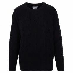 Discount 😉 Womens Midweight 100% Cotton Crew Neck Cable Ffion Jumper - Black By Paul James Knitwear 👏