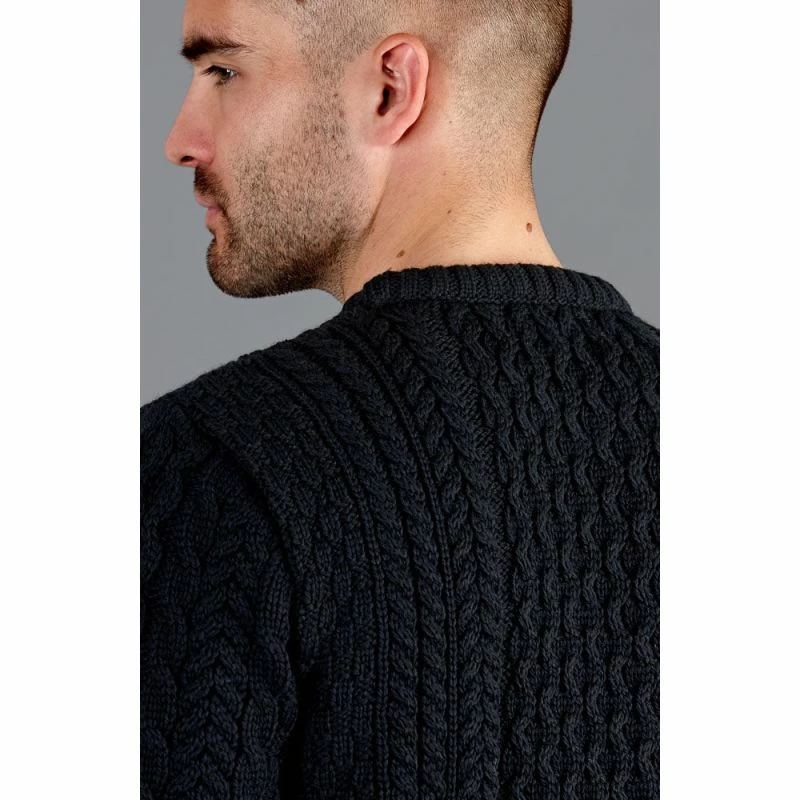 Wholesale π Mens Fisherman's British Wool Cable Johnston Jumper - Black By Paul James Knitwear β 5 Wholesale π Mens Fisherman's British Wool Cable Johnston Jumper - Black By Paul James Knitwear β - Image 3