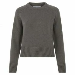 Flash Sale 🛒 Womens Midweight 100% Cotton Crew Neck Raglan Sleeve Frida Jumper - Khaki By Paul James Knitwear ⌛