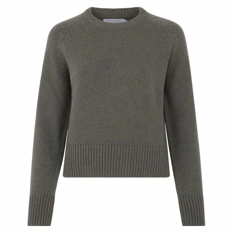 Flash Sale π Womens Midweight 100% Cotton Crew Neck Raglan Sleeve Frida Jumper - Khaki By Paul James Knitwear β 3 Flash Sale π Womens Midweight 100% Cotton Crew Neck Raglan Sleeve Frida Jumper - Khaki By Paul James Knitwear β
