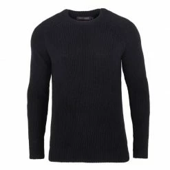 Promo π Mens 100% Cotton Fisherman Rib Knit Clark Jumper Black By Paul James Knitwear β¨