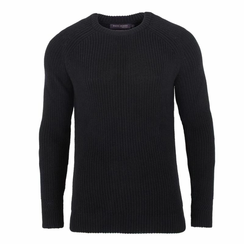 Promo π Mens 100% Cotton Fisherman Rib Knit Clark Jumper Black By Paul James Knitwear β¨ 3 Promo π Mens 100% Cotton Fisherman Rib Knit Clark Jumper Black By Paul James Knitwear β¨