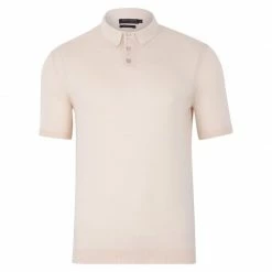 Flash Sale π Mens 100% Ultra Fine Cotton Short Sleeve Polo π Shirt - Ecru By Paul James Knitwear π