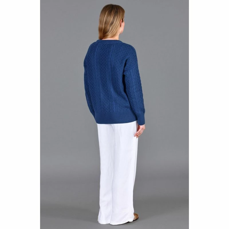 Budget π Womens Midweight 100% Cotton Crew Neck Cable Ffion Jumper - Insignia Blue By Paul James Knitwear π 7 Budget π Womens Midweight 100% Cotton Crew Neck Cable Ffion Jumper - Insignia Blue By Paul James Knitwear π - Image 5
