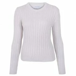 Buy π Womens 100% Cotton Crew Neck Cable Taylor Jumper - Bone White By Paul James Knitwear π