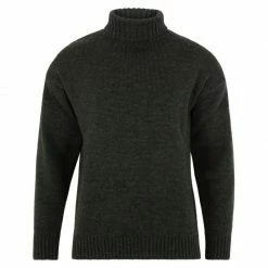 Cheapest ⭐ Mens 100% British Wool Submariner Roll Neck Walter Jumper - Loden By Paul James Knitwear ✔️
