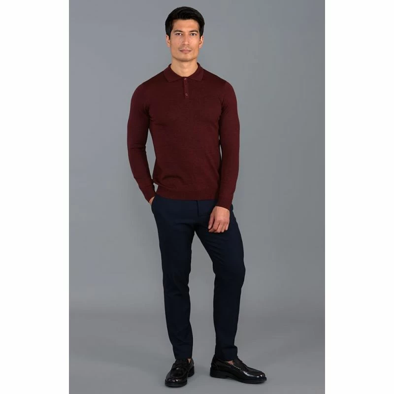 Promo β Mens Extra Fine Merino Wool Long Sleeve Polo π Shirt - Burgundy By Paul James Knitwear π₯ 6 Promo β Mens Extra Fine Merino Wool Long Sleeve Polo π Shirt - Burgundy By Paul James Knitwear π₯ - Image 4