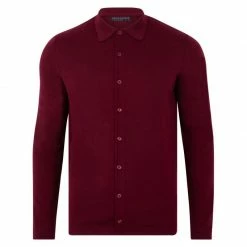 Cheap ⭐ Mens Lightweight Extra Fine Merino Long Sleeve Aiden 👚 Shirt - Rioja By Paul James Knitwear ✔️