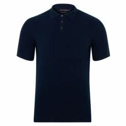 Cheapest 😀 Mens Midweight 100% Cotton Short Sleeve Polo Zachary 👚 Shirt - Navy By Paul James Knitwear 🌟