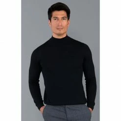 Buy 💯 Mens 100% Ultra Fine Cotton Mock Turtle Neck Spencer Jumper - Black By Paul James Knitwear ✨ -us-Paul James Knitwear Sales 2022 uskah54qufgj5x46pjsg