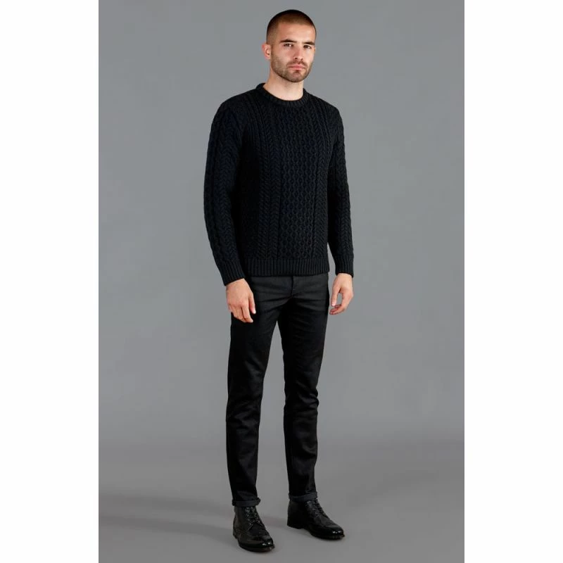 Wholesale π Mens Fisherman's British Wool Cable Johnston Jumper - Black By Paul James Knitwear β 6 Wholesale π Mens Fisherman's British Wool Cable Johnston Jumper - Black By Paul James Knitwear β - Image 4