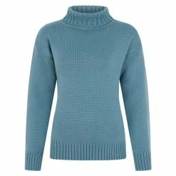 Cheapest 𧨠Womens 100% Chunky Merino Wool Submariner Roll Neck Maria Jumper - Teal By Paul James Knitwear β