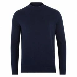 Brand new ✔️ Mens 100% Cotton Narrow Mock Turtleneck Jumper Navy By Paul James Knitwear 👍