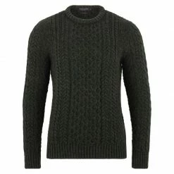 Budget 🧨 Mens Fisherman's British Wool Cable Johnston Jumper - Loden By Paul James Knitwear 👏