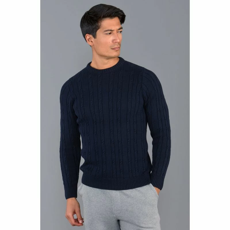 Coupon π₯ Mens 100% Cotton Chunky Cable Hughes Jumper - Navy By Paul James Knitwear π 4 Coupon π₯ Mens 100% Cotton Chunky Cable Hughes Jumper - Navy By Paul James Knitwear π - Image 2