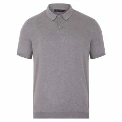 Outlet 😍 Mens 100% Ultra Fine Cotton Short Sleeve Polo 👕 Shirt - Ash Grey By Paul James Knitwear 🎁