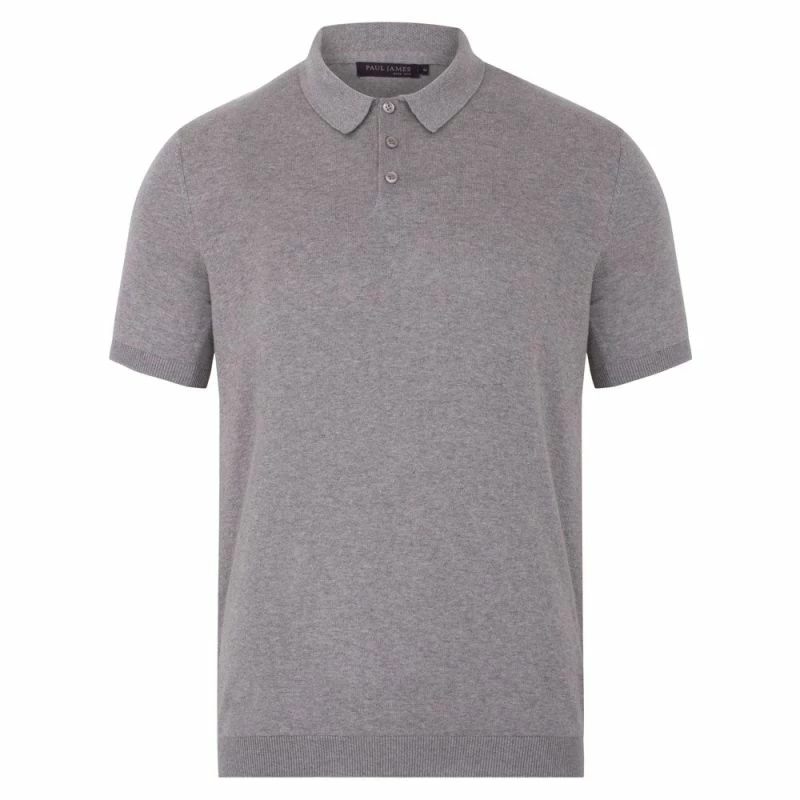 Outlet π Mens 100% Ultra Fine Cotton Short Sleeve Polo π Shirt - Ash Grey By Paul James Knitwear π 3 Outlet π Mens 100% Ultra Fine Cotton Short Sleeve Polo π Shirt - Ash Grey By Paul James Knitwear π