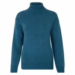 Deals ✨ Womens Pure Cotton Heavyweight Submariner Roll Neck Tabitha Jumper - Mallard By Paul James Knitwear ⌛