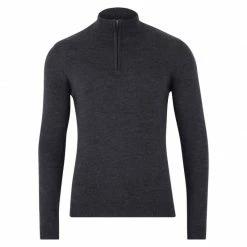 Coupon π Mens Extra Fine Merino Wool Quarter Zip Jumper - Charcoal By Paul James Knitwear π₯°