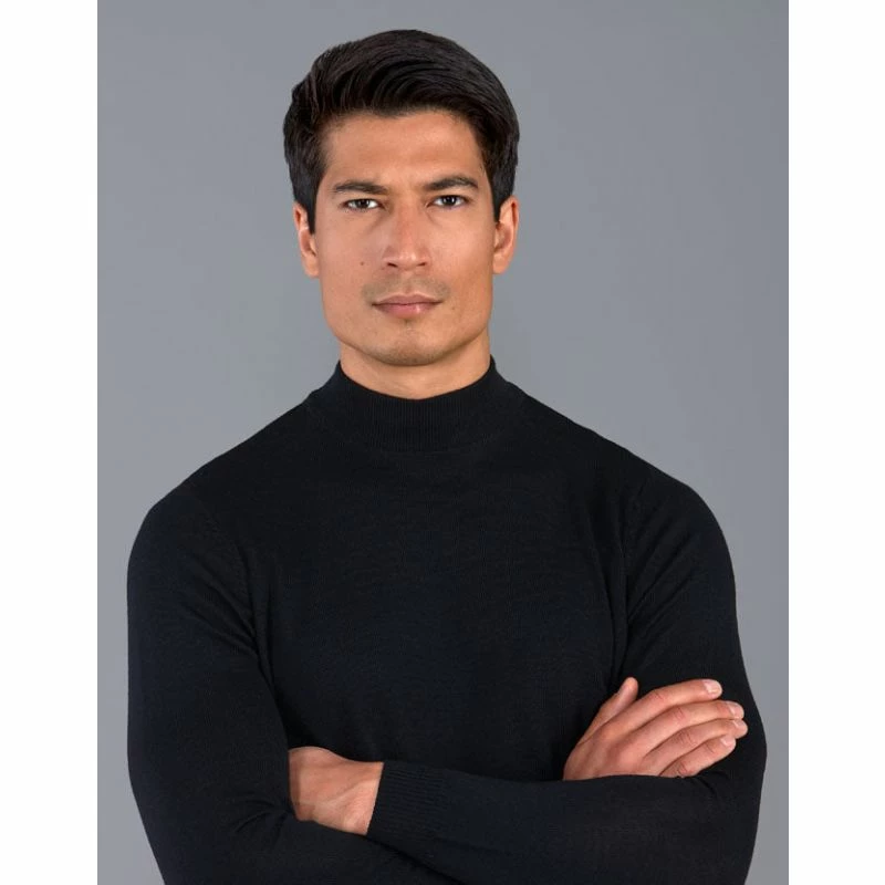 Flash Sale π Mens Extra Fine Merino Wool Mock Turtleneck Shaw Jumper - Black By Paul James Knitwear π 4 Flash Sale π Mens Extra Fine Merino Wool Mock Turtleneck Shaw Jumper - Black By Paul James Knitwear π - Image 2