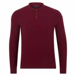 Wholesale 😀 Mens 100% Cotton Moss Stitch Ethan Polo 👕 Shirt - Cabernet By Paul James Knitwear ✔️