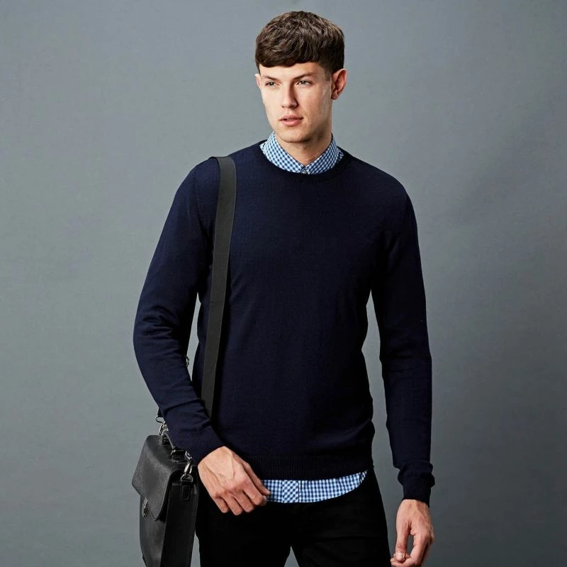 Cheap π Mens Extra Fine Merino Wool Crew Neck Callington Jumper - Navy By Paul James Knitwear π 4 Cheap π Mens Extra Fine Merino Wool Crew Neck Callington Jumper - Navy By Paul James Knitwear π - Image 2