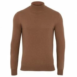 Best reviews of 👏 Mens 100% Ultra Fine Cotton Mock Turtle Neck Spencer Jumper - Camel By Paul James Knitwear 🎉