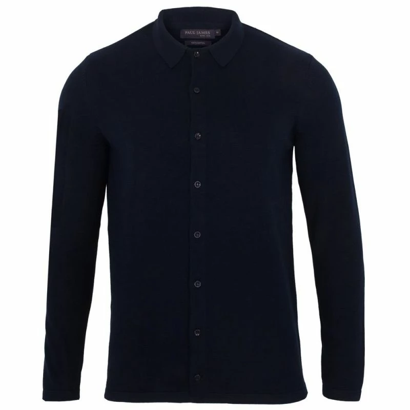 New β Mens 100% Cotton Knitted π Shirt - Navy By Paul James Knitwear π 3 New β Mens 100% Cotton Knitted π Shirt - Navy By Paul James Knitwear π