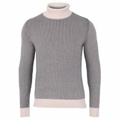 Hot Sale 💯 Mens 100% Cotton Fisherman Tuck Stitch Roll Neck Jumper - Ecru By Paul James Knitwear 🔔