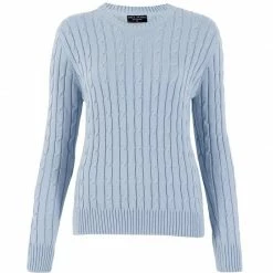 Best reviews of π€© Womens 100% Cotton Crew Neck Cable Taylor Jumper - Pale Blue By Paul James Knitwear π