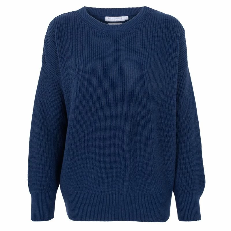 Budget π Womens 100% Cotton Ribbed Crew Neck Tiffany Jumper - Insignia Blue By Paul James Knitwear π 3 Budget π Womens 100% Cotton Ribbed Crew Neck Tiffany Jumper - Insignia Blue By Paul James Knitwear π