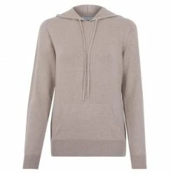 Promo 🧨 Womens Pure Cotton Hooded Long Sleeve Jumper Fawn By Paul James Knitwear 🎁