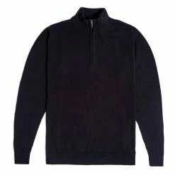 Best reviews of 𧨠Mens 100% Cotton Lightweight Zip Neck Foster Jumper - Black By Paul James Knitwear π
