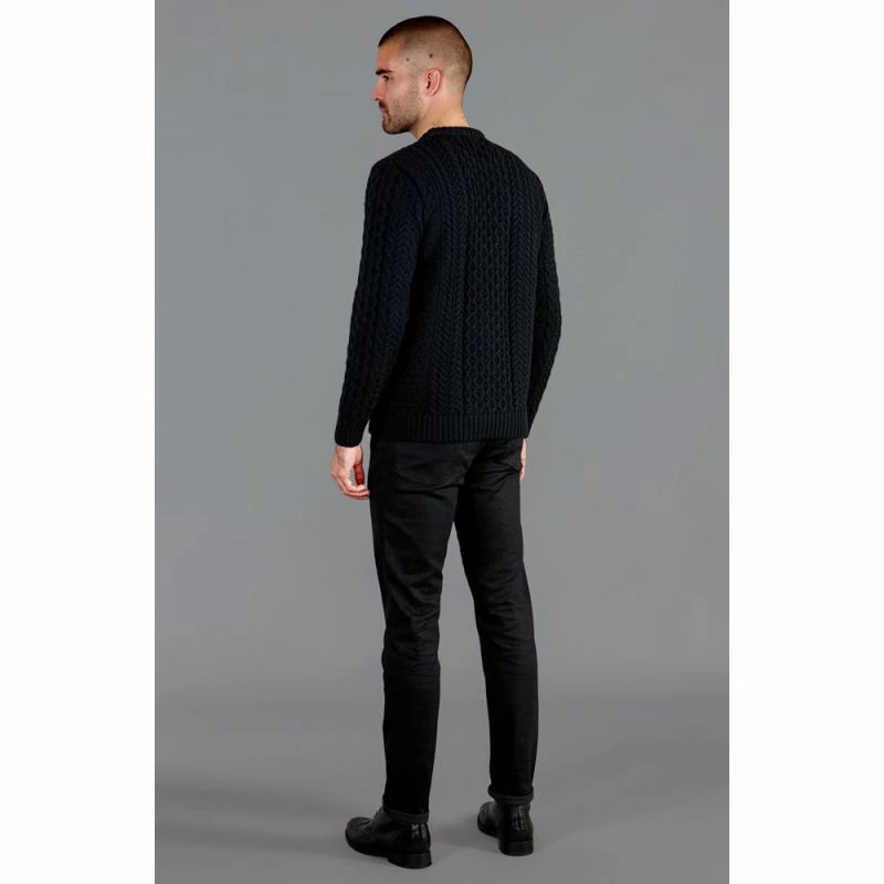 Wholesale π Mens Fisherman's British Wool Cable Johnston Jumper - Black By Paul James Knitwear β 7 Wholesale π Mens Fisherman's British Wool Cable Johnston Jumper - Black By Paul James Knitwear β - Image 5