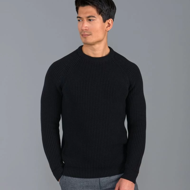 Promo π Mens 100% Cotton Fisherman Rib Knit Clark Jumper Black By Paul James Knitwear β¨ 5 Promo π Mens 100% Cotton Fisherman Rib Knit Clark Jumper Black By Paul James Knitwear β¨ - Image 3