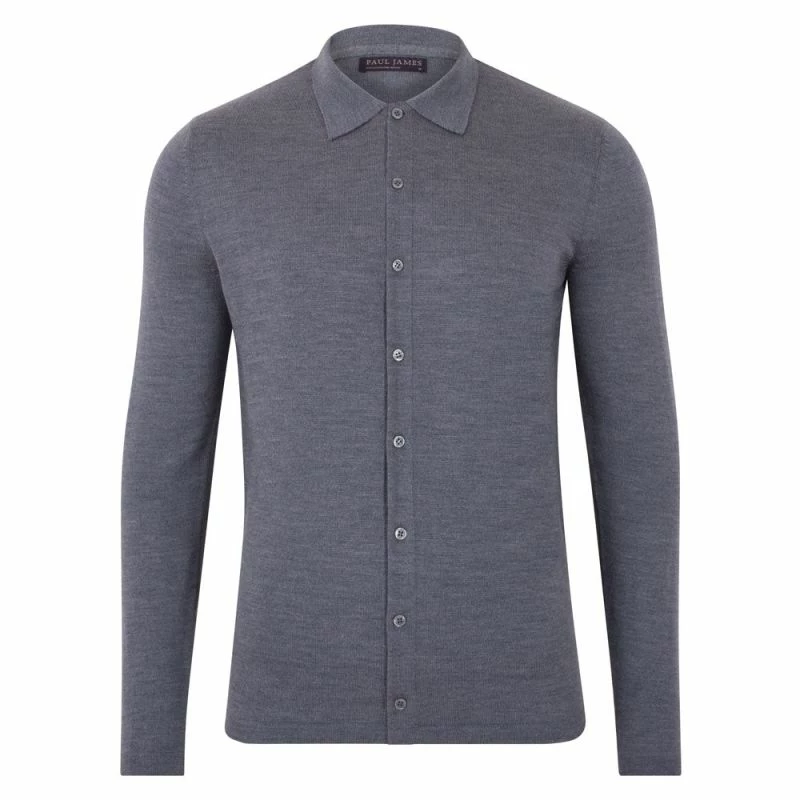 Budget π₯° Mens Lightweight Extra Fine Merino Long Sleeve Aiden π Shirt - Mid Grey By Paul James Knitwear β¨ 3 Budget π₯° Mens Lightweight Extra Fine Merino Long Sleeve Aiden π Shirt - Mid Grey By Paul James Knitwear β¨