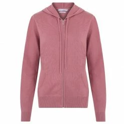 Coupon ⌛ Womens 100% Cotton Zip Through Hoodie Blossom Pink By Paul James Knitwear 🎁