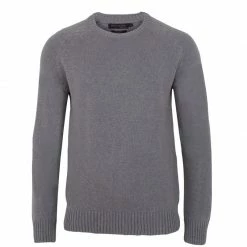 Promo π€© Mens 100% Cotton Midweight Raglan Crew Neck Jumper Ash - Grey By Paul James Knitwear π₯