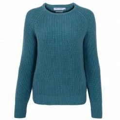 Budget β€οΈ Womens 100% Cotton Heavyweight Fisherman Rib Jumper - Teal By Paul James Knitwear π