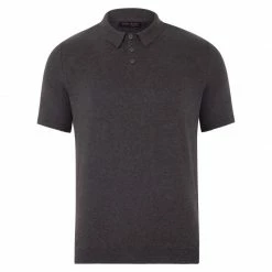Cheapest ✨ Mens 100% Ultra Fine Cotton Short Sleeve Polo 👕 Shirt - Charcoal By Paul James Knitwear 🤩