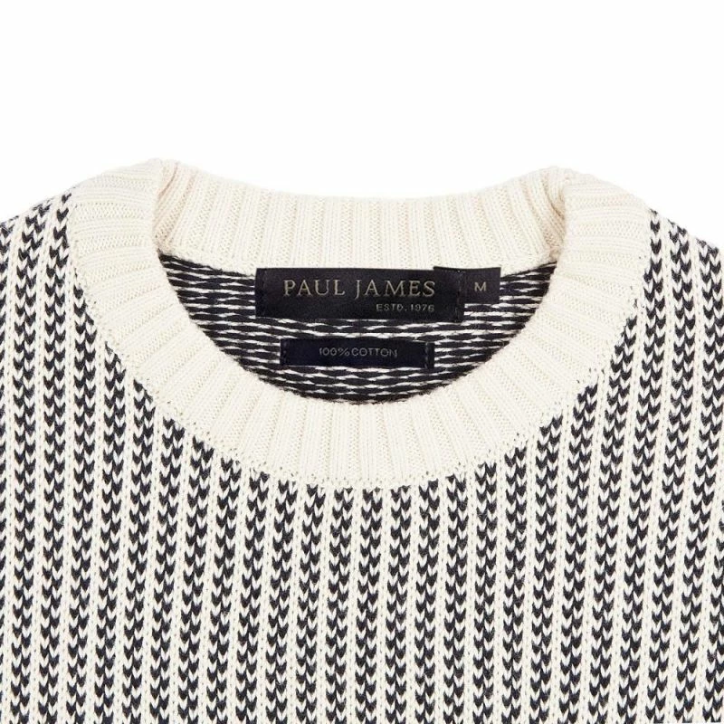 Promo π Mens 100% Cotton Fisherman Tuck Stitch Jumper - Off White By Paul James Knitwear π₯ 4 Promo π Mens 100% Cotton Fisherman Tuck Stitch Jumper - Off White By Paul James Knitwear π₯ - Image 2
