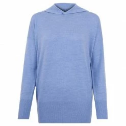 Best reviews of 🌟 Women's Pure Extra Fine Merino Wool Relaxed Fit Hooded Hope Jumper - Sky Blue By Paul James Knitwear 😀