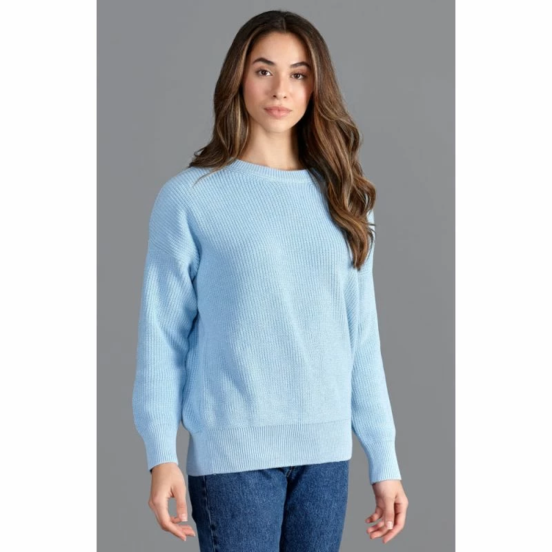 Best Sale π Womens 100% Cotton Ribbed Crew Neck Tiffany Jumper - Baby Blue By Paul James Knitwear π 4 Best Sale π Womens 100% Cotton Ribbed Crew Neck Tiffany Jumper - Baby Blue By Paul James Knitwear π - Image 2