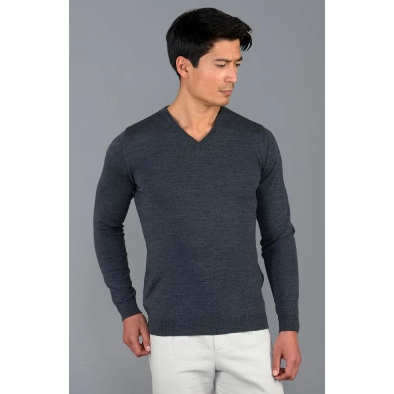 Hot Sale π Mens Extra Fine Merino Wool V-Neck Chester Jumper - Charcoal By Paul James Knitwear β 4 Hot Sale π Mens Extra Fine Merino Wool V-Neck Chester Jumper - Charcoal By Paul James Knitwear β - Image 2