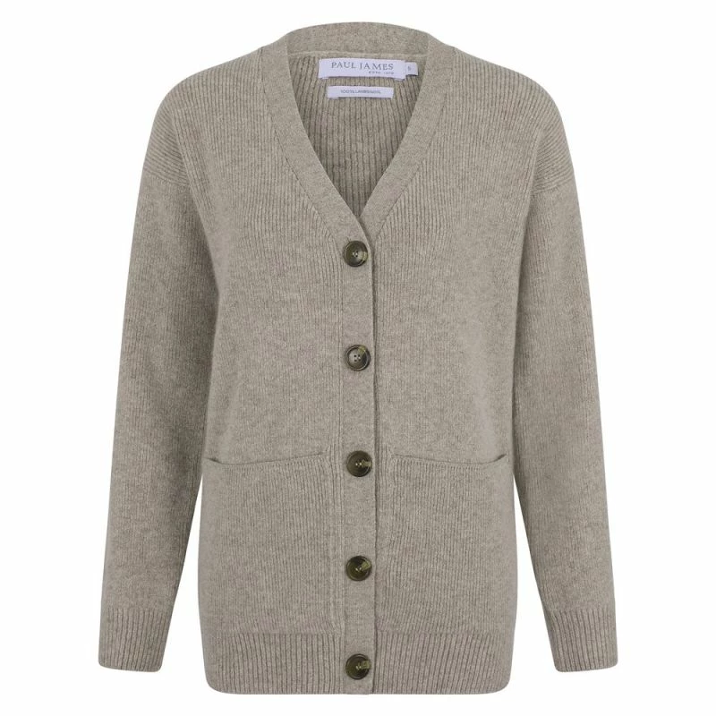 Promo π₯° Womens 100% Lambswool V Neck Ribbed Layla Cardigan With Pockets - Cobble By Paul James Knitwear π 3 Promo π₯° Womens 100% Lambswool V Neck Ribbed Layla Cardigan With Pockets - Cobble By Paul James Knitwear π
