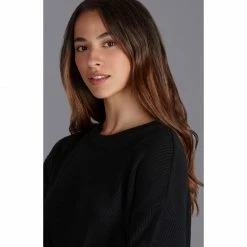 Hot Sale 😉 Womens 100% Cotton Ribbed Crew Neck Tiffany Jumper - Black By Paul James Knitwear 👍 -us-Paul James Knitwear Sales 2022 zcbph01ojqyuul5yufcb