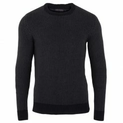 Budget 🔔 Mens 100% Cotton Fisherman Tuck Stitch Jumper - Black, Grey By Paul James Knitwear 🥰