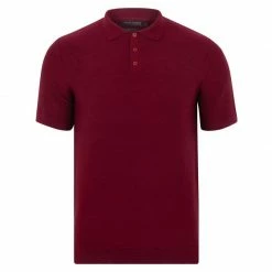 Budget 🔔 Mens Midweight 100% Cotton Short Sleeve Polo Zachary 👕 Shirt - Cabernet By Paul James Knitwear 😉